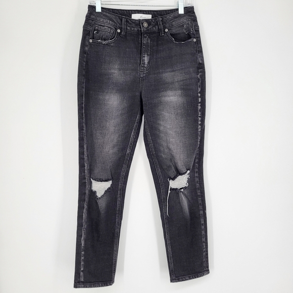 Kancan High Rise Distressed Mom Jeans Skinny Black Denim Size 27 - Picture 1 of 7